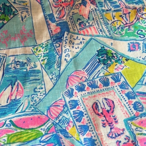 LILLY PULITZER Beach Palazzo Pull On Linen Pants Wish You Were Here Size XS NEW - Picture 9 of 9